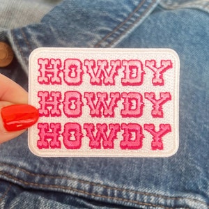 Howdy Patch - Pink Patches - Space Cowgirl - Disco Cowgirl Bachelorette Party - Pink Cowboy Patch - Southwest - Western - Southern