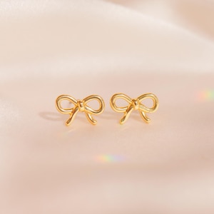 Gold Bow Stud Earrings - Dainty & Cute - Coquette Aesthetic - Bow Accessories - Wildflower + Co. Jewelry - Gift for Friend
