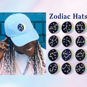 Casquette de baseball Zodiac avec. Écusson signe astrologique brodé - Couleur de votre choix : signe astrologique et casquette ! Astrologie - Chapeau papa constellation Wildflower Co
