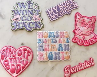 Feminist Patch - Iron On Patches - Pro Choice Feminist Gift- Bans Off My Body Womens Rights My Body My Choice Pussy Power Planned Parenthood