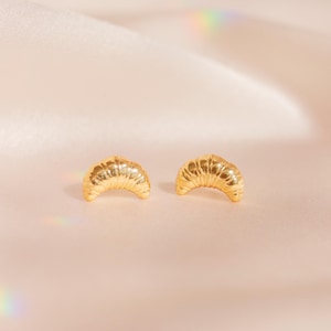 Croissant Stud Earrings - Dainty Gold Studs - Cute Accessories - Coquette Aesthetic - Fun Earrings - Wildflower Co Jewelry - Gift for Friend