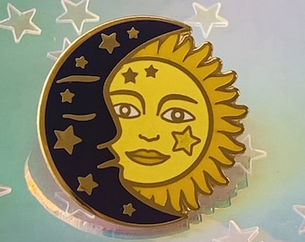 Sun & Moon Enamel Pin - Cosmic Celestial Astrology -  Hat Pin - Wildflower + Co.