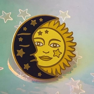 Sun & Moon Enamel Pin - Cosmic Celestial Astrology -  Hat Pin - Wildflower + Co.
