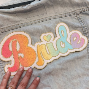 Rainbow Bride XL Back Patch - LGBTQ Lesbian Iron On Embroidered Patches for Jackets - Bachelorette Wedding Gift - Gay Pride - Wildflower