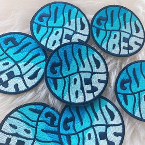 Good Vibes Ombre Patch Iron On Patch Embroidered Patches for Jackets Beach Ocean Coconut Girl Wildflower Co. DIY image 1