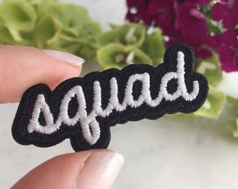 Squad Patch - Iron-On - Embroidered Applique - Black & White - Friends - Girl Gang - Bachelorette - Bridal Party - Wildflower + Co.