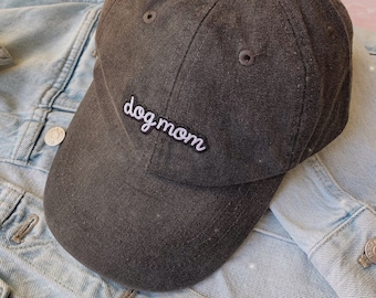 Dog Mom Baseball Hat - Choice of Hat Color - Dog Mom Gift - Dog Lovers Gift - Baseball Cap Embroidery - Wildflower + Co. Gift