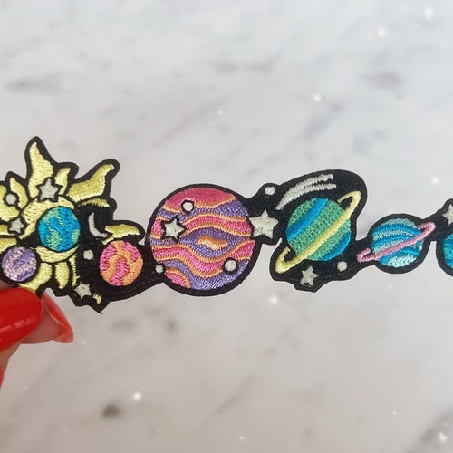 Rainbow Planet Patch Iron On Sew On NASA Space Star Embroidered Badge Applique E - Foto 4