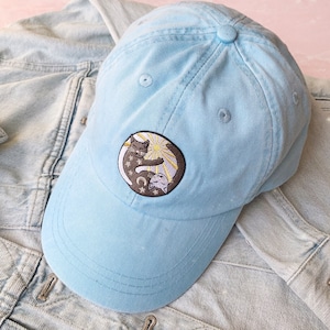 Yin Yang Cats Baseball Hat - Choice of Hat Color - Cuddly Cats - Sun and Moon - Baseball Cap - Embroidery - Wildflower + Co.