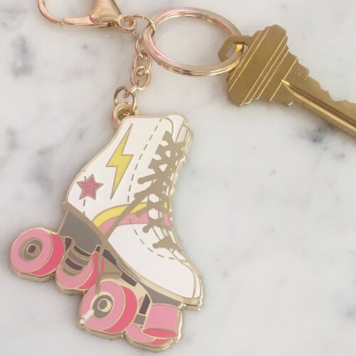 Roller Skate Keychain Bag Charm Key Ring Wildflower Etsy