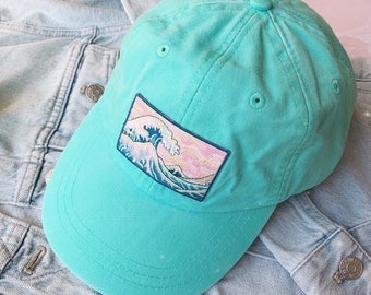 Great Wave Baseball Hat - Choice of Hat Color - Sea - Beachy Baseball Cap - Surf - Make Waves - Great Wave - Wildflower + Co. Gift