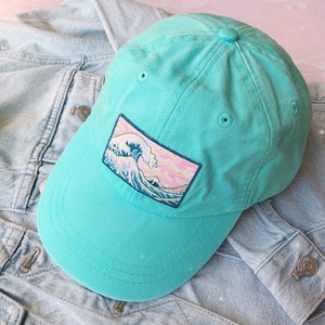 Great Wave Baseball Hat - Choice of Hat Color - Sea - Beachy Baseball Cap - Surf - Make Waves - Great Wave - Wildflower + Co. Gift