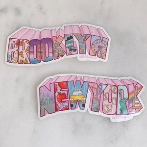 Adesivo Brooklyn e NYC - Adesivi estetici in vinile - Wildflower + Co. / Borracce per laptop + / Grazioso souvenir da viaggio
