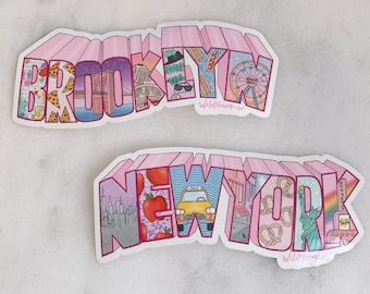 Brooklyn & NYC Sticker - Vinyl Aesthetic Stickers - Wildflower + Co. | Laptop Water Bottles + | Cute Travel Souvenir