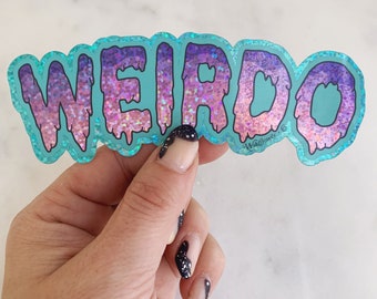 Weirdo Sticker - Glitter Holographic Vinyl Sticker! | Aesthetic Stickers | Aqua & Lilac | Laptop Water Bottles +  Wildflower + Co.