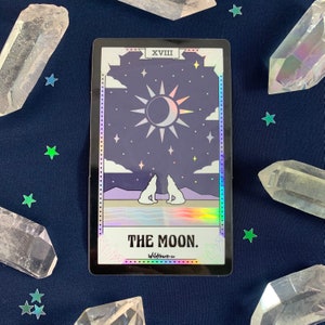 Tarot Card Sticker - The Moon | Holographic !!! | Stickers for Laptop Water Bottles + Aesthetic Stickers