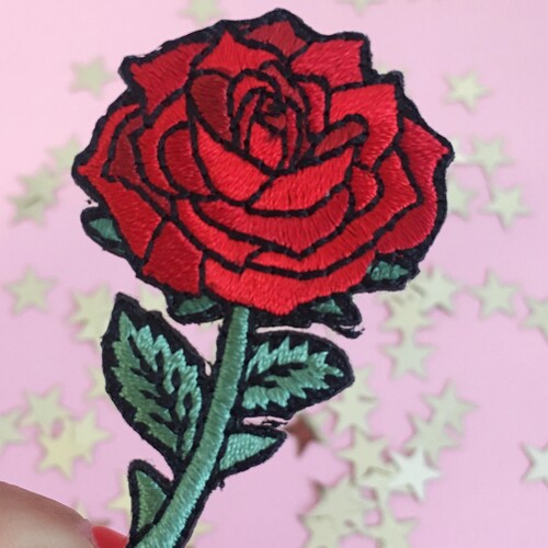 Rose Flower Ron On Sew On Full Embrodered Patch Applqués Badge - Etsy - Foto 13