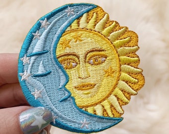 Sun & Moon Patch - Iron On Patch - Embroidered Patches for Jackets - Cosmic - Astrology - Wildflower + Co. DIY