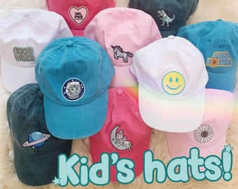 Kids' Baseball Cap - Cute Childrens' Hats for Girls, Boys, Gender Neutral - Choice of Patch & Cap Color! Fun, Personalized Gift for Kids