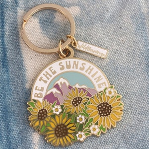 Be the Sunshine Keychain - Enamel Keychain - Bag Charm - Mountains Outdoors Nature Sun - Wildflower + Co.