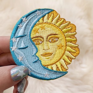 Sun & Moon Patch - Iron On Patch - Embroidered Patches for Jackets - Cosmic - Astrology - Wildflower + Co. DIY