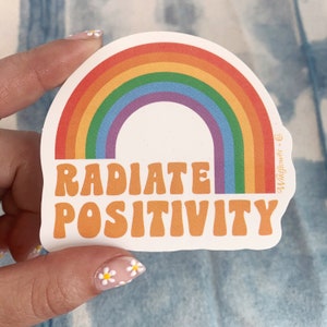 Radiate Positivity Sticker - Rainbow VSCO - Ästhetische Aufkleber für Laptop Wasserflaschen + Coconut Girl - Wildblumen + Co.