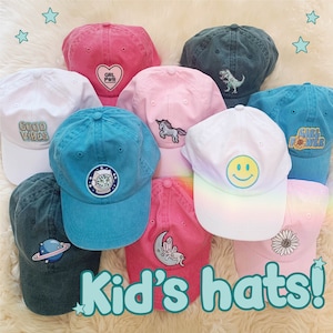 Kids' Baseball Cap - Cute Childrens' Hats for Girls, Boys, Gender Neutral - Choice of Patch & Cap Color! Fun, Personalized Gift for Kids