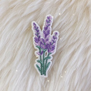 Lavender Flower Patch - Botanical Cottagecore Iron On Patch - Embroidered Patches - Floral Plant Lilac Greenery - Wildflower + Co. DIY