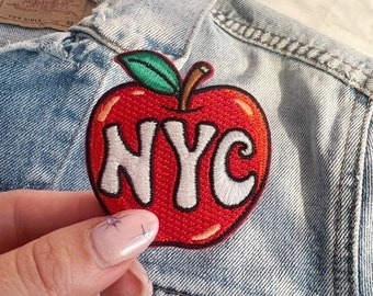 NYC Big Apple Patch - Embroidered Iron On Patches for Jackets - New York City Travel Souvenir Patch - Cute Gifts - Stocking Stuffers