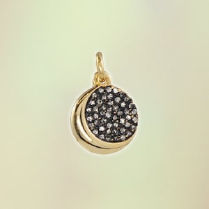 Crescent Moon Medallion Charm - Pendant - Dainty Gold