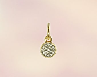 Dainty Pave Medallion Charm / Pendant – Micro Pave & Gold Plating