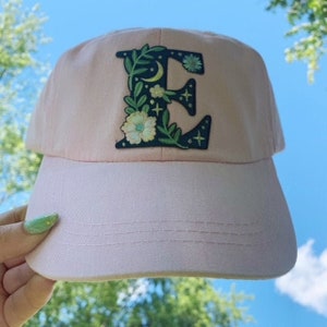 Personalized Women's Baseball Cap - Choose Letter & Hat Color - Floral Initial Monogram Monogrammed Embroidered Patch - Wildflower + Co.