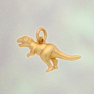 Dinosaur Charm - Pendant, Matte Gold