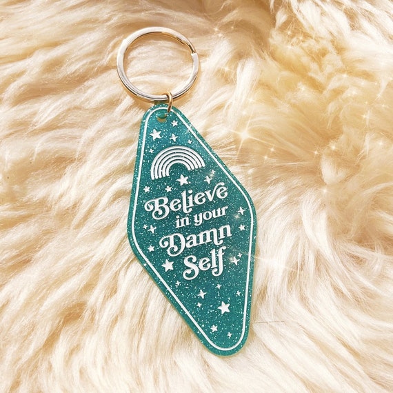 Positive Affirmation Glitter Motel Keychain Motivational Do