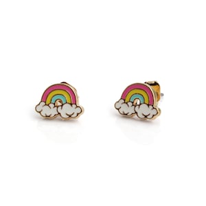Rainbow Earrings | Rainbow Stud Earrings | Rainbow Studs | Cute Earrings | Aesthetic Earrings | Colorful & Gold Studs | VSCO | Jewelry Gift