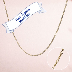 Fine Figaro Necklace - 15&quot;-18&quot; with 3&quot; extender - Jewelry Accessories - Chain Necklace Classic Chain