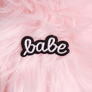 Babe Black and White Quote Patch - Iron On Patch - Embroidery Applique Letters - Patches for Jackets - Wildflower + Co.