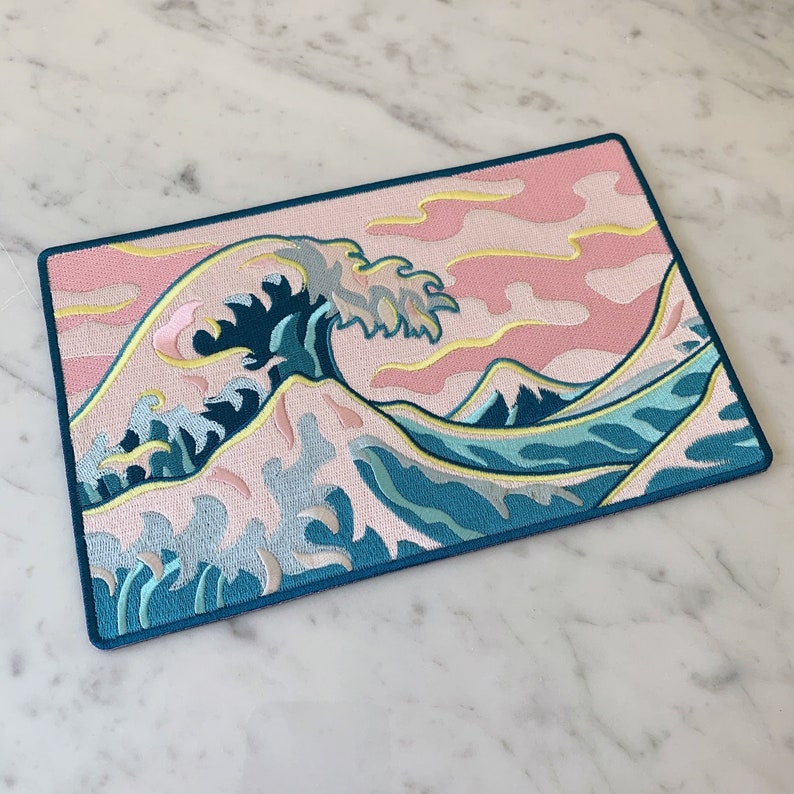 Wave XL Back Patch Patches for Jackets, Embroidered Iron On, Ocean Iron On Patch Sea Beach Surf Embroidered Coconut Girl image 4
