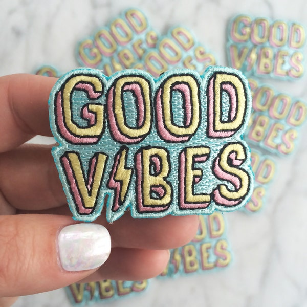 Good Vibes Patch - Iron On, Embroidered Applique – Chill - Summer