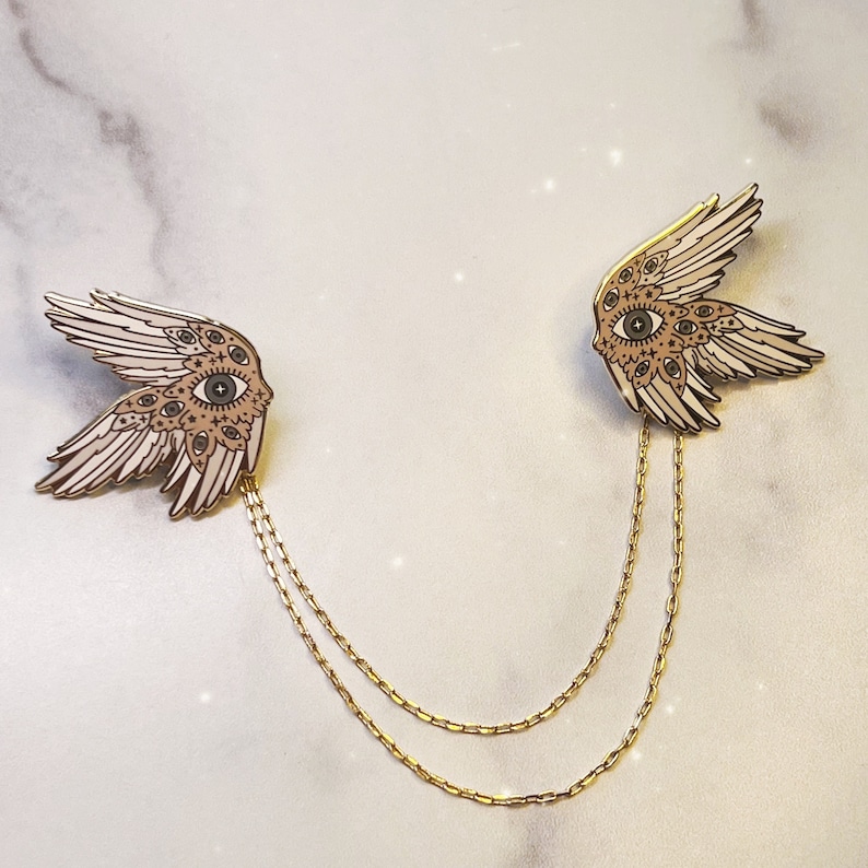 Angel Wing Enamel Pins Collar Pins W/ Chain Biblically - Etsy