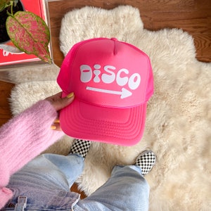 Disco Trucker Hat - Your Choice of Hat Color!  Disco Themed Accessories - Wildflower + Co. Cap - Bachelorette Christmas Gift Birthday Gift