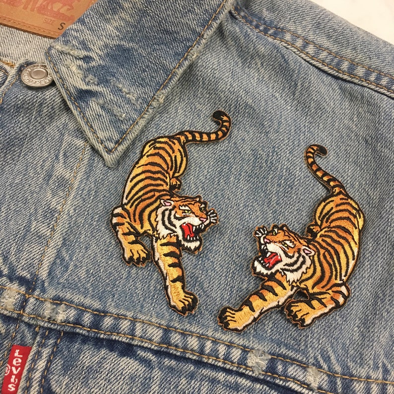 Tiger Patch Iron On Embroidered Patches Climbing Tigers Set or Individually Sold Wildflower Co. image 3