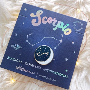 Scorpio Zodiac Enamel Pin | Constellation Star Sign | Moon Star Pin | Astrology Gift - Hat Pin - Wildflower + Co. Gifts
