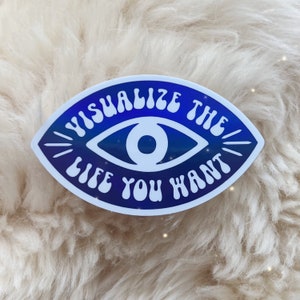 Visualize the Life You Want Sticker Evil Eye Stickers Motivational Quote Holographic Vinyl Stickers for Laptop Case Water Bottles image 2