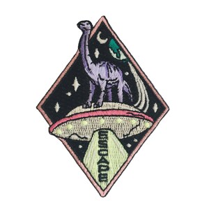 Brontosaurus Dinosaur Space Patch - UFO Escape - Glow in the Dark ...