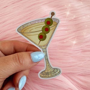 Dirty Martini Sticker - Stickers for Laptop Case Water Bottles Kindle - Holographic Vinyl - Cocktail Glitter Stickers - Wildflower + Co