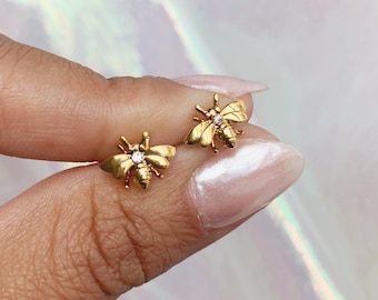 Bee Earrings | Bee Stud Earrings |  | Bee Studs | Tiny Gold Bee Studs | Aesthetic Earrings | Dainty Delicate | Cute Earrings | Jewelry Gift