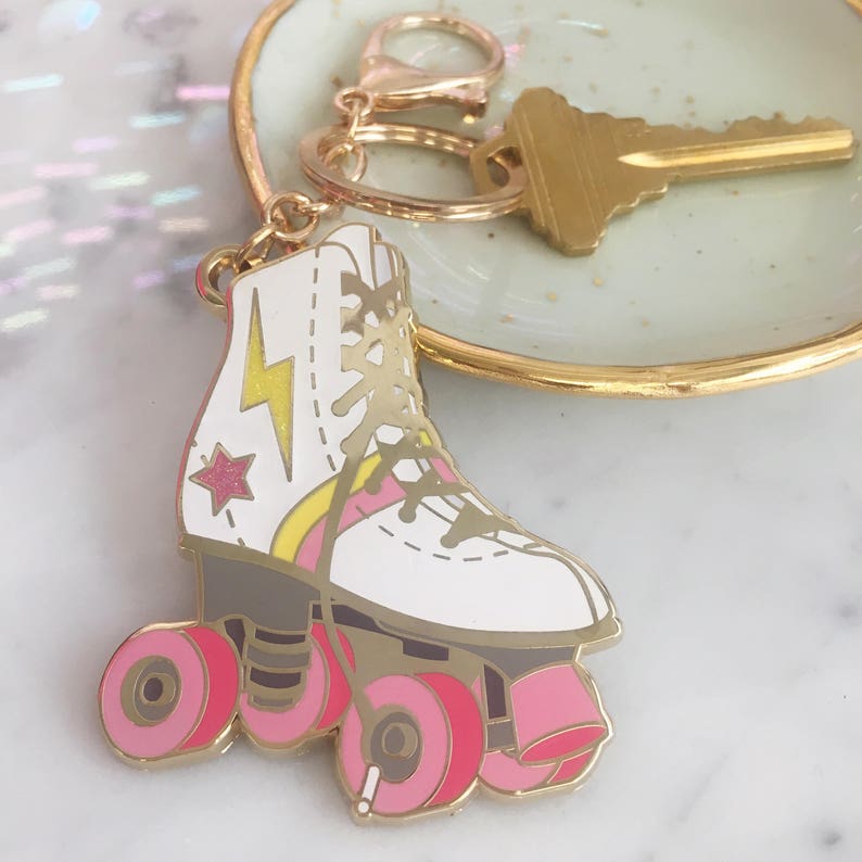Roller Skate Keychain Bag Charm Key Ring Wildflower Etsy