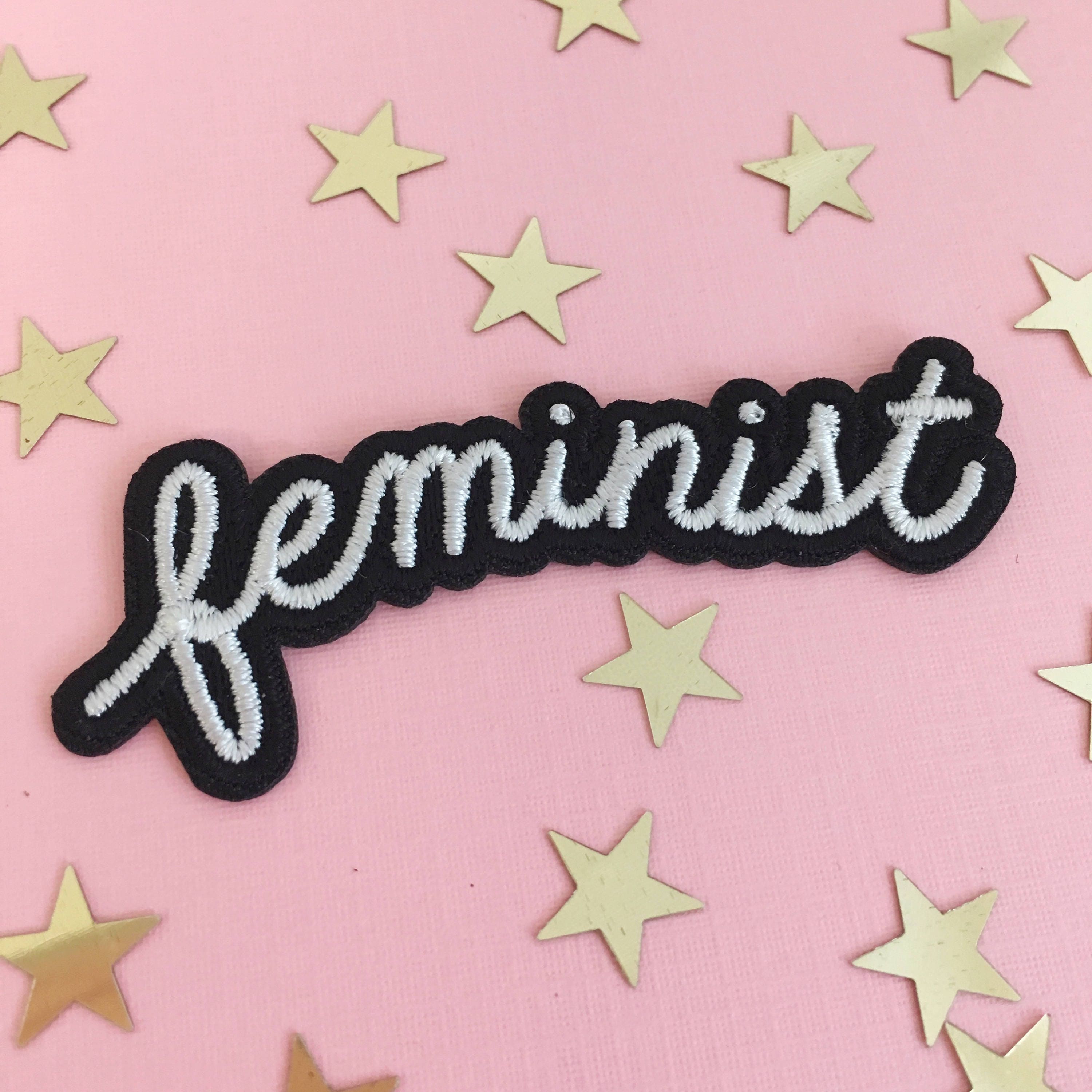 Feminist (Black on White) Iron-On Patch – gather here online