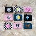 Keychain Wallet - Cute Wallet - Custom - Personalized w/Choice of Embroidered Patch! Small / Mini!  Key Pouch - Black Pink Blue Checker Gift 